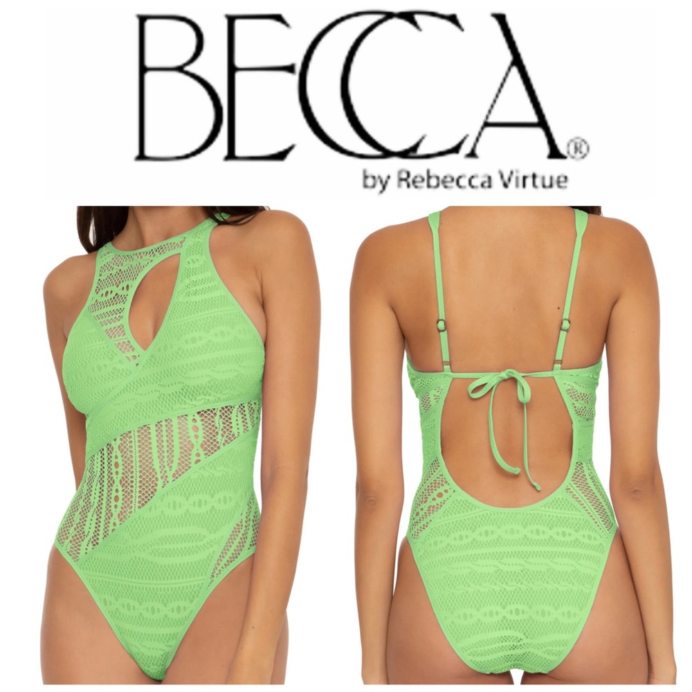 NEW BECCA Color Play High Neck One Piece Swimsuit